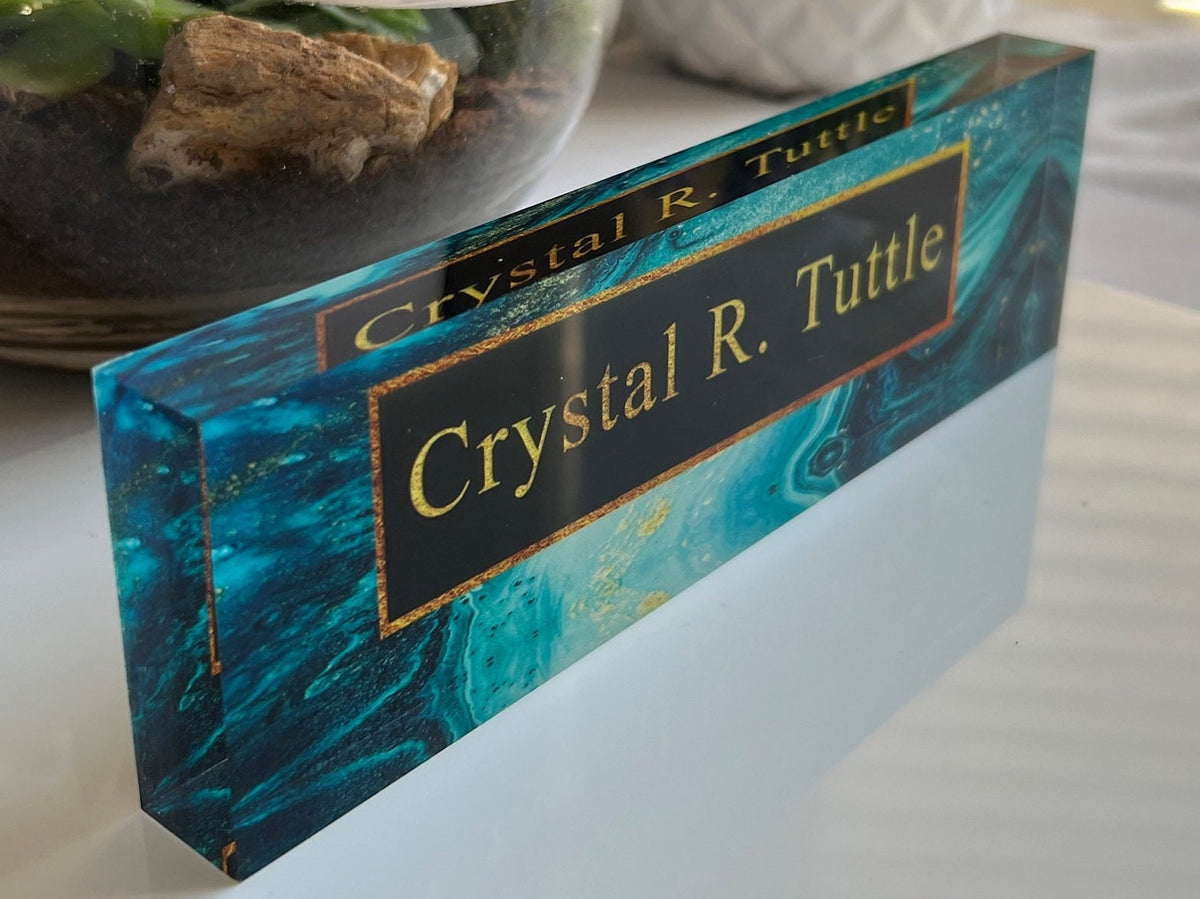 Personalized Acrylic Name Plate | Marble Office Sign Plaque | Coworker | Office Decor | Desk Name Plate | Promotion Gift | New Job | Sign