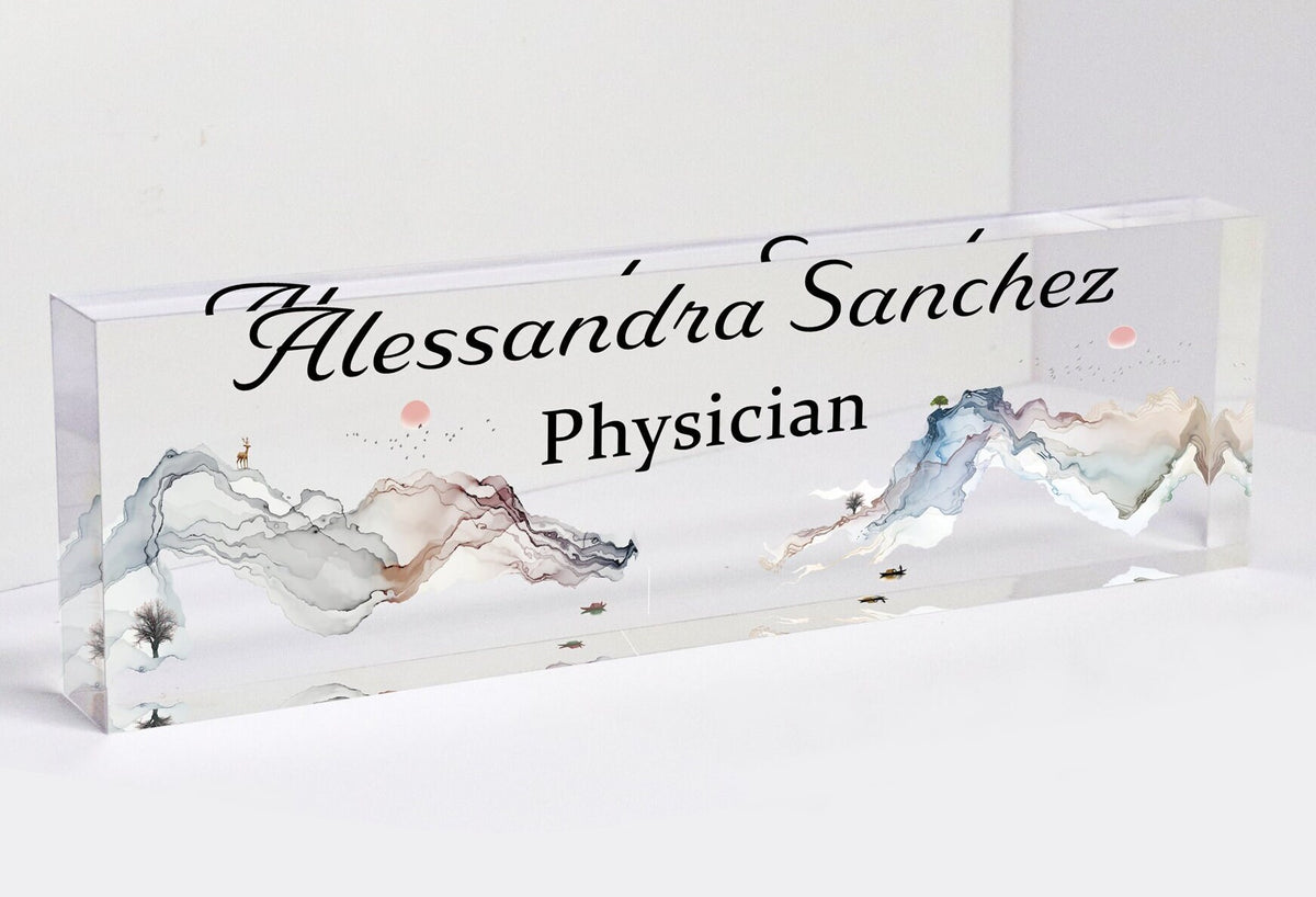 Personalized Acrylic Name Plate | Marble Office Sign Plaque | Coworker | Office Decor | Desk Name Plate | Promotion Gift | New Job | Sign