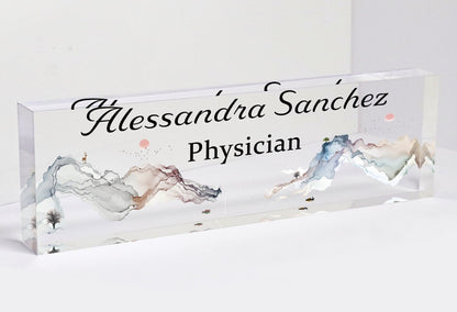 Personalized Acrylic Name Plate | Marble Office Sign Plaque | Coworker | Office Decor | Desk Name Plate | Promotion Gift | New Job | Sign