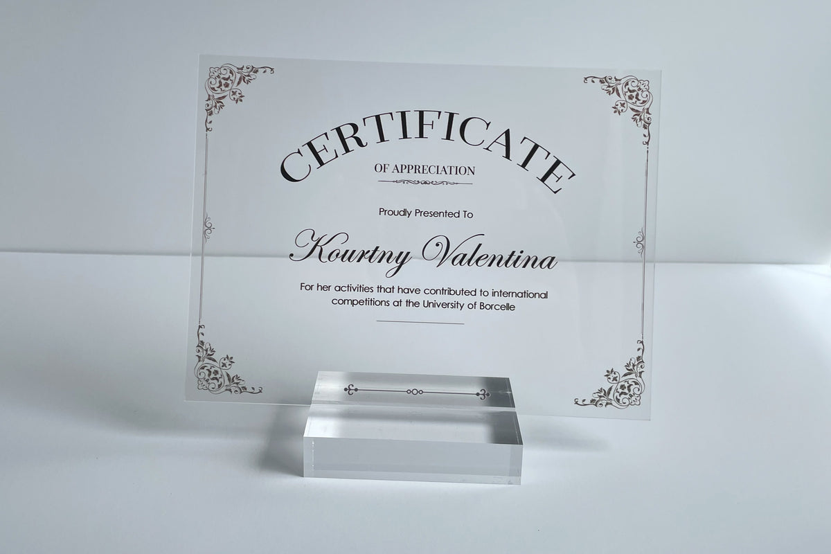 Personalized Clear Award Certificate Award Plaque - Company Anniversary Awards Ceremony, Custom Glass Trophy