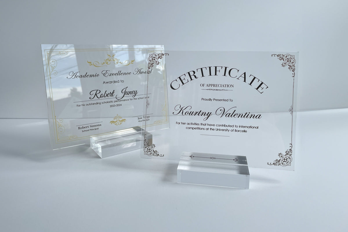 Personalized Clear Award Certificate Award Plaque - Company Anniversary Awards Ceremony, Custom Glass Trophy