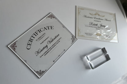 Personalized Clear Award Certificate Award Plaque - Company Anniversary Awards Ceremony, Custom Glass Trophy