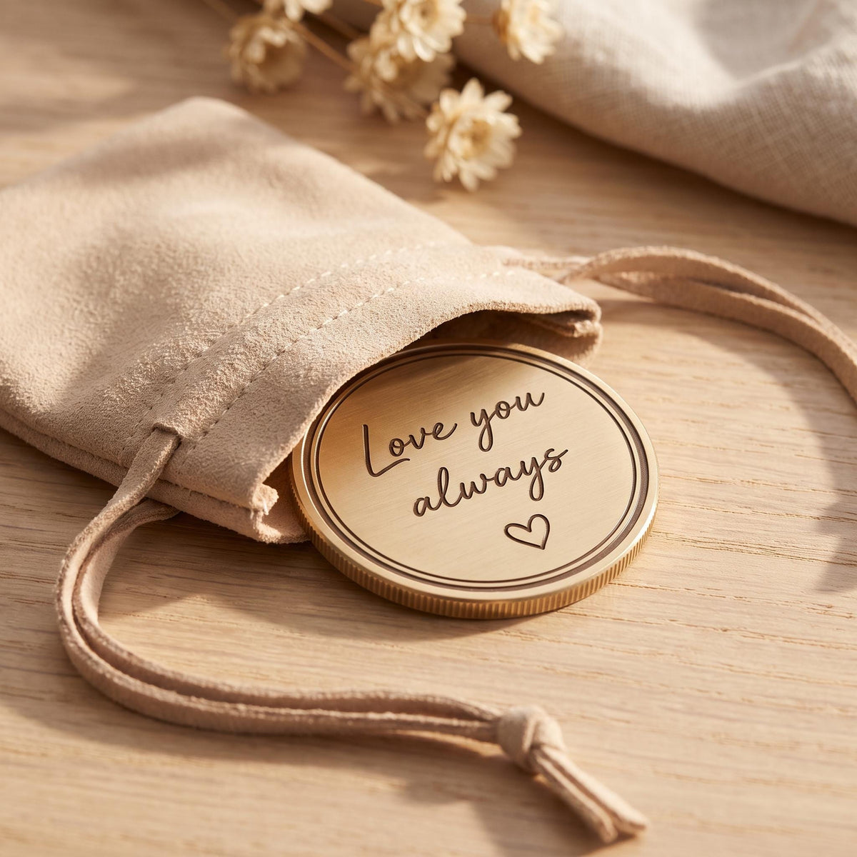 Actual Handwriting Engraved Brass Coin, Custom Signature Keepsake, Memorial Handwriting Gift, Personalized Pocket Token for Him and Her