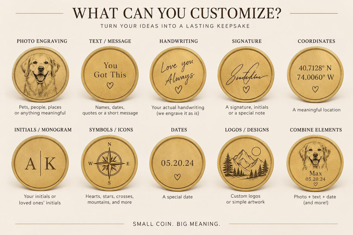 Actual Handwriting Engraved Brass Coin, Custom Signature Keepsake, Memorial Handwriting Gift, Personalized Pocket Token for Him and Her