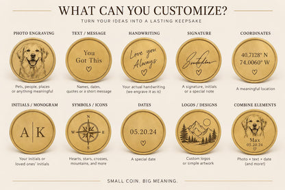 Actual Handwriting Engraved Brass Coin, Custom Signature Keepsake, Memorial Handwriting Gift, Personalized Pocket Token for Him and Her