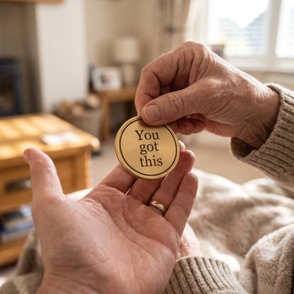 Actual Handwriting Engraved Brass Coin, Custom Signature Keepsake, Memorial Handwriting Gift, Personalized Pocket Token for Him and Her