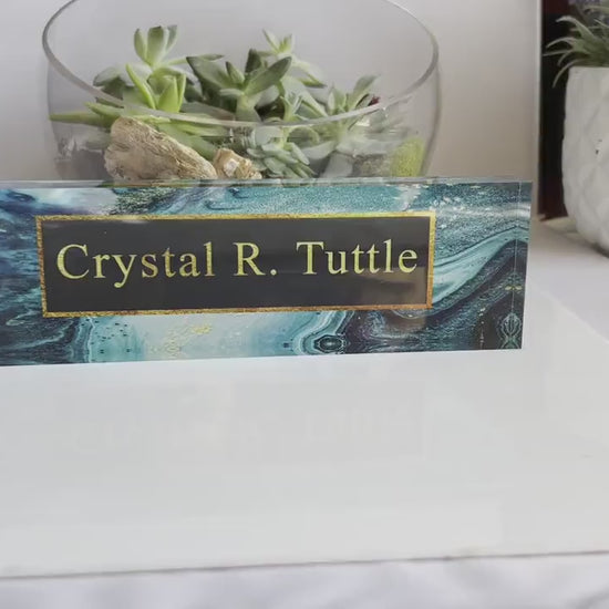 Personalized Acrylic Name Plate | Marble Office Sign Plaque | Coworker | Office Decor | Desk Name Plate | Promotion Gift | New Job  | Sign