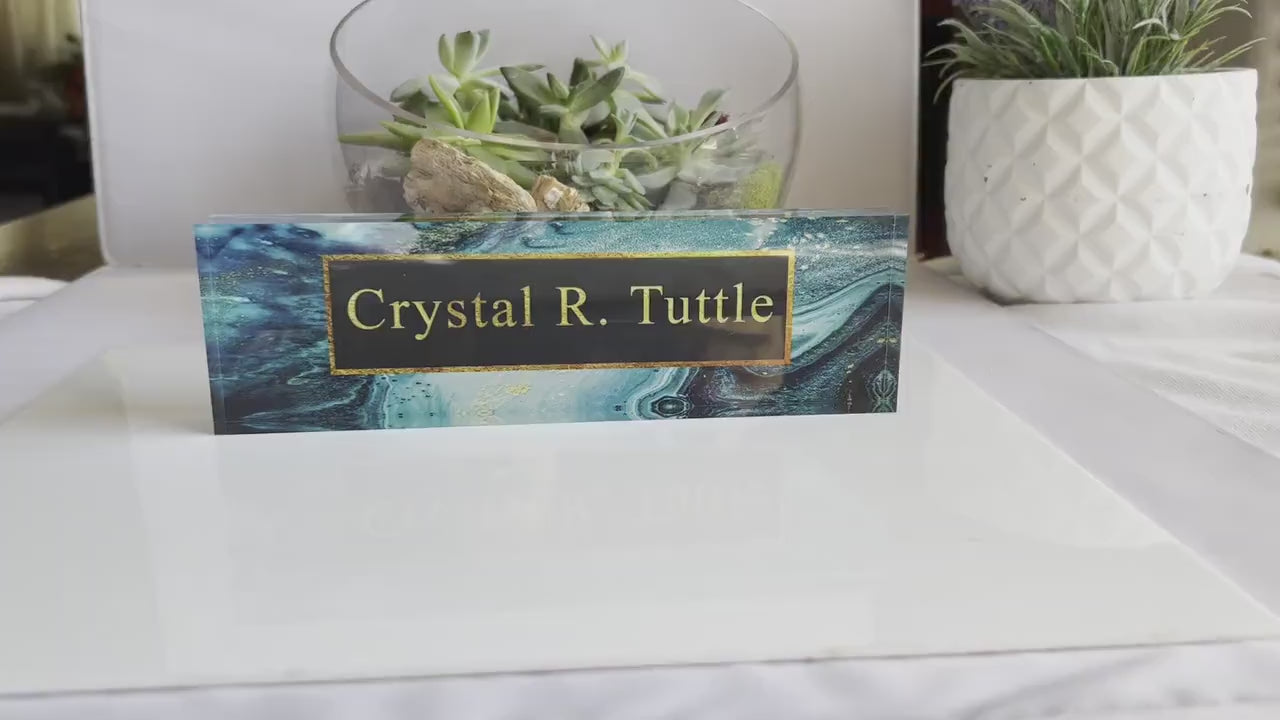 Personalized Acrylic Name Plate | Marble Office Sign Plaque | Coworker | Office Decor | Desk Name Plate | Promotion Gift | New Job  | Sign